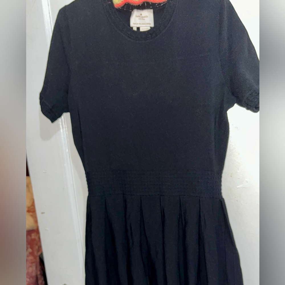 Kate Spade SZ L dress, nwot, black viscous, polymide. Pleated little black Dress